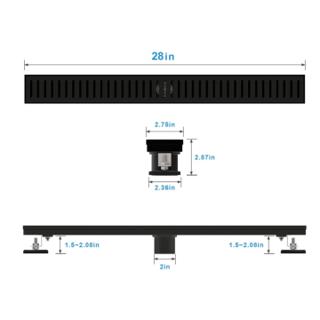 Silver Modern Brass Linear Shower Floor Drain